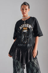 BEVERLY HILLS DIVA LACE OVERLAY TEE