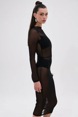 MINDING MY BUSINESS MESH MIDI DRESS