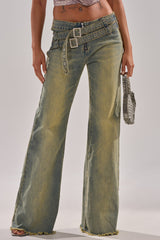 JUST LIKE THAT STRAIGHT-LEG DENIM WITH BUCKLE
