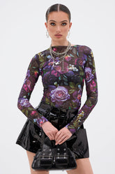 ANOTHER ROSE LONG SLEEVE MESH TOP