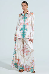 FLORAL GARDEN SATIN PALAZZO PANT
