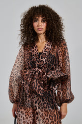 CHEETAH GIRL TIE FRONT BLOUSE