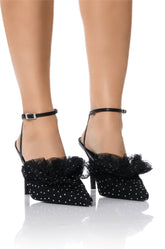 AZALEA WANG HAWAII EMBELLISHED TULLE PUMP IN BLACK