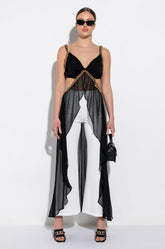 CAN'T BE CHAINED SLEEVELESS CHIFFON CUTOUT HIGH LOW BLOUSE