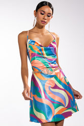 CLASSIC COWL NECK MINI DRESS