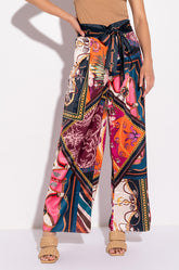 EXCUSE ME TIE FRONT WIDE LEG PALAZZO PANTS