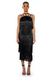 GIGGLE WATERS MAXI FRINGE LAYERED DRESS