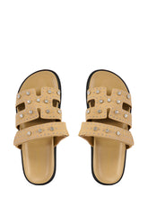 LEISURE EMBELLISHED FLAT SANDAL IN NUDE