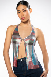 LUCIANA CHAINMAIL FRONT CLASP TANK TOP