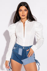 MARIE POPLIN BUTTON DOWN BODYSUIT