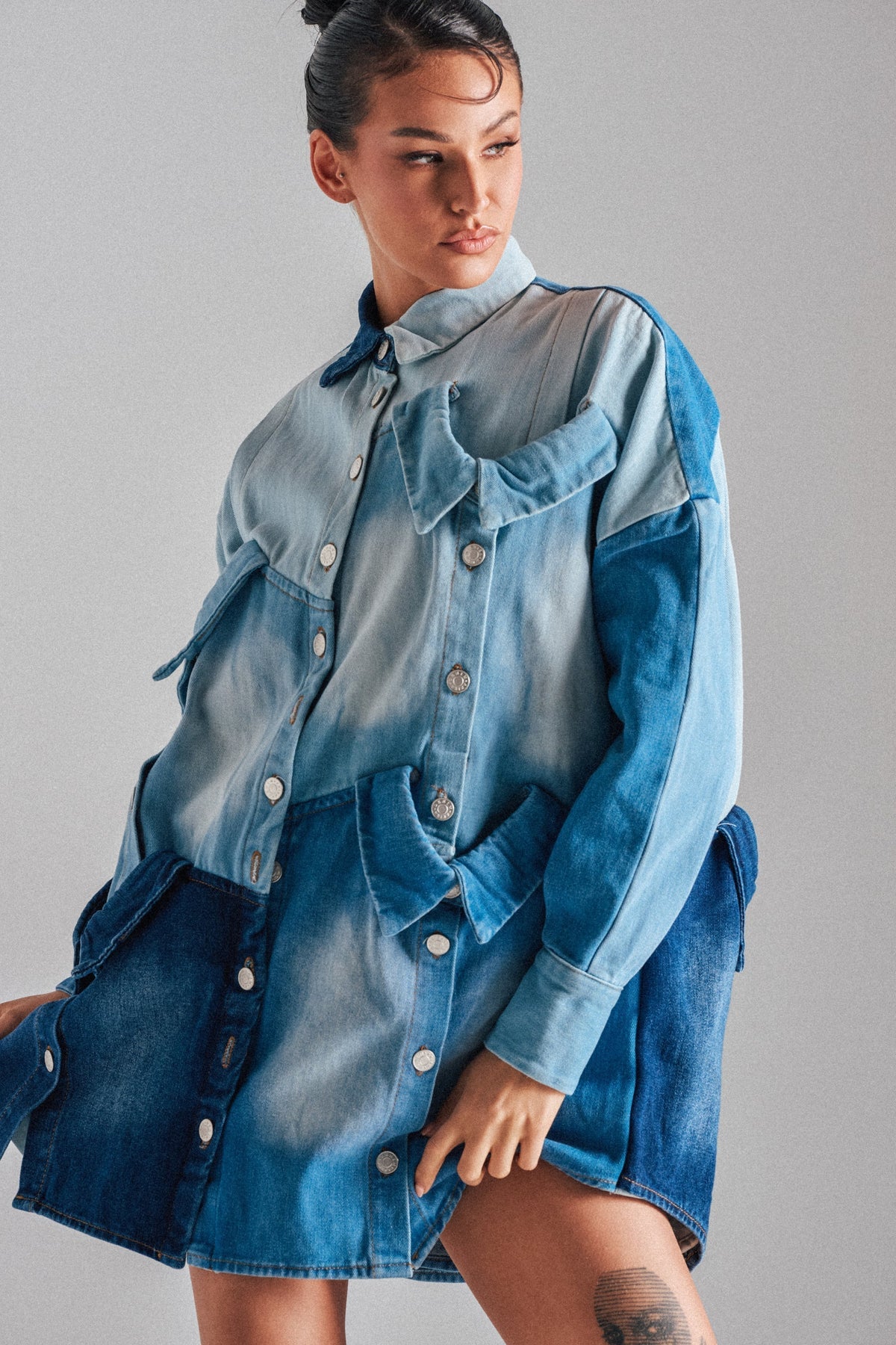 MONDAY BLUES DENIM MINI DRESS