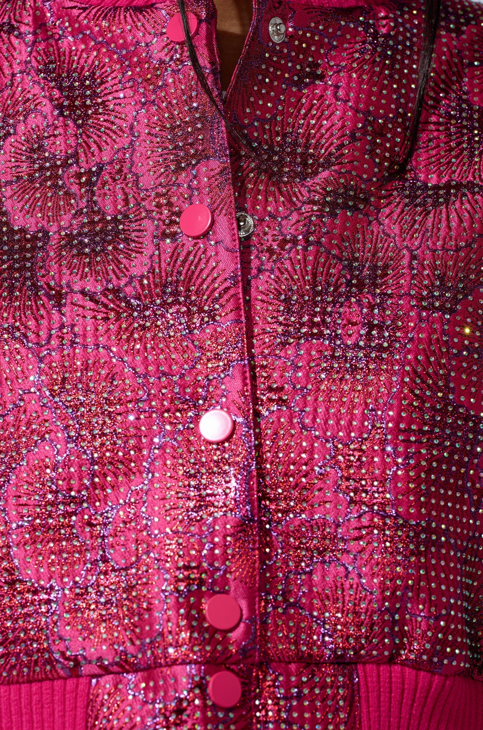 FLEUR RHINESTONE BROCADE BOMBER