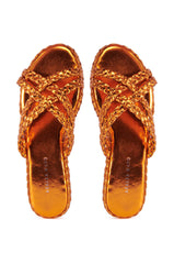 AZALEA WANG AMMON ORANGE METALLIC BRAIDED SANDAL