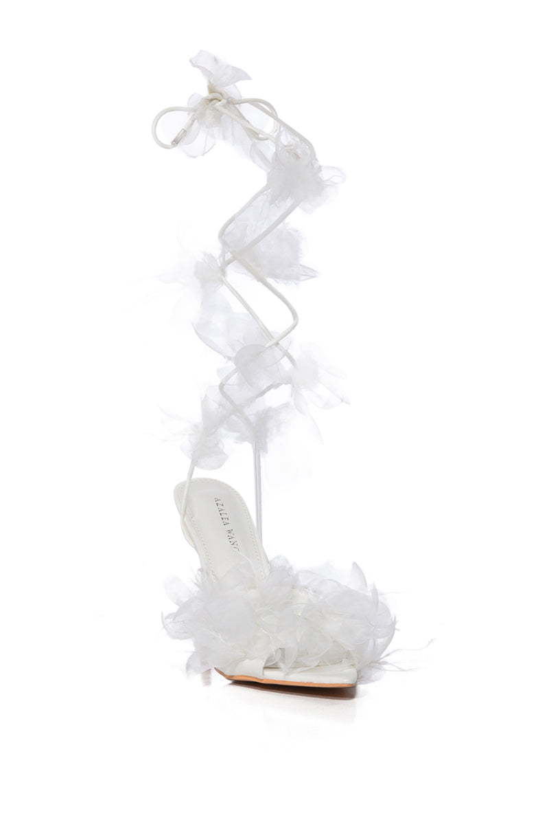 AZALEA WANG ELKIN FLOWER EMBELLISHED SANDAL IN WHITE