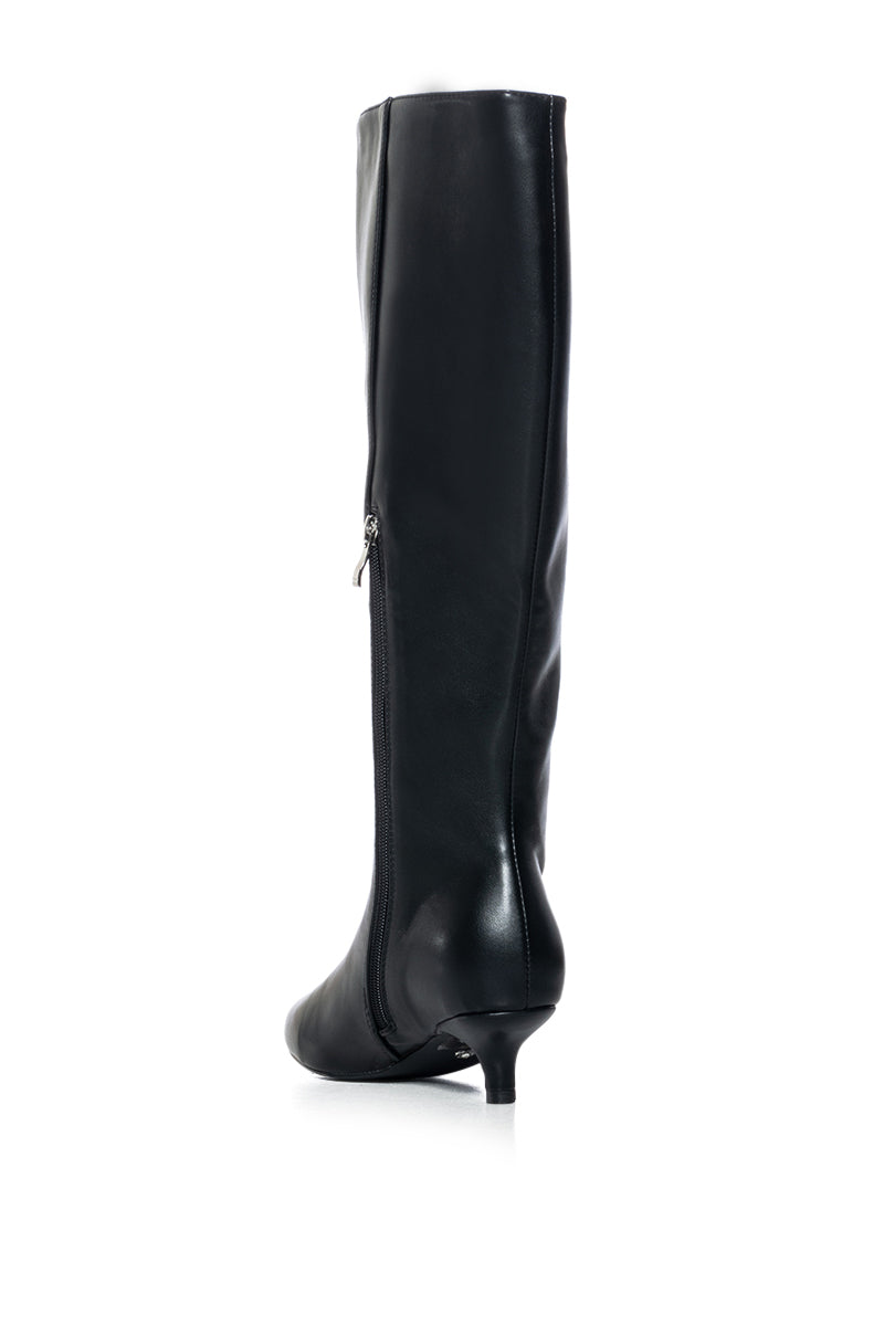 AZALEA WANG MOSHE BLACK KITTEN HEEL BOOT