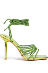 AZALEA WANG STATION SEXY TIE UP STILETTO SANDAL IN LIME