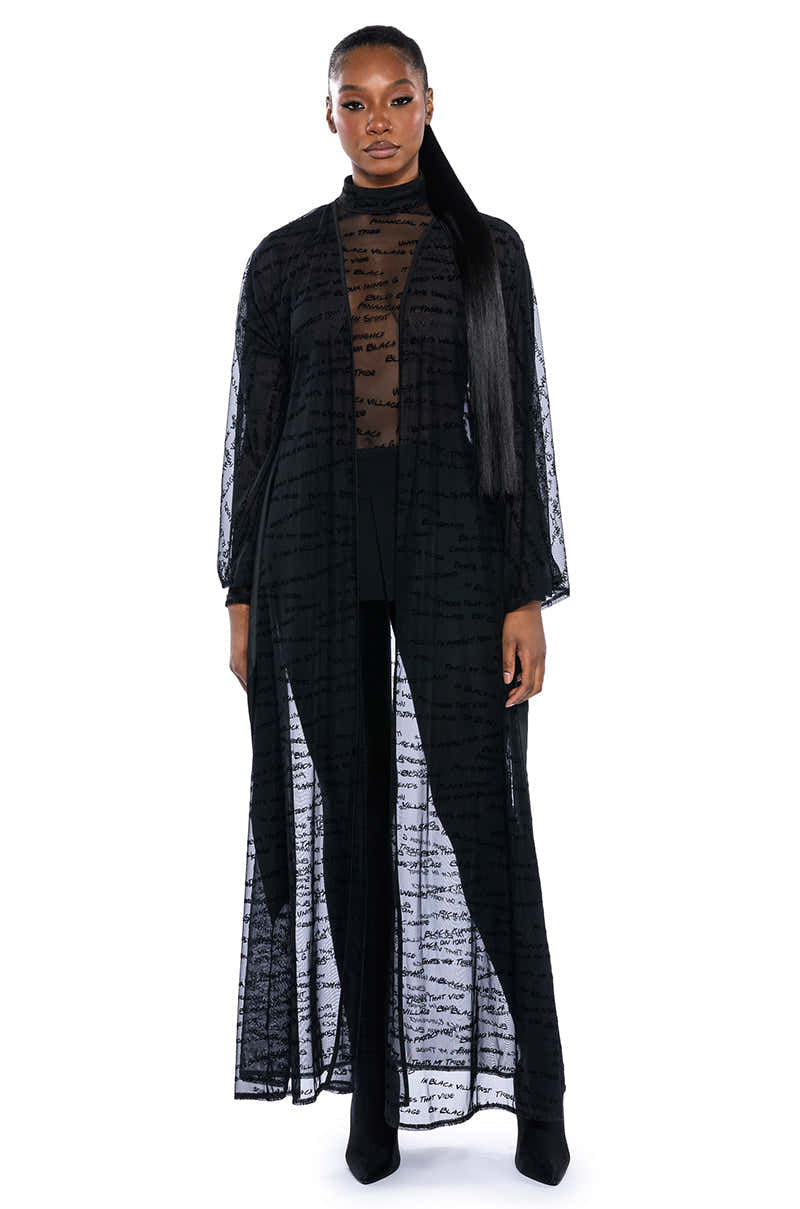 BLACK VILLAGE FOUNDATION LOGO MESH DUSTER