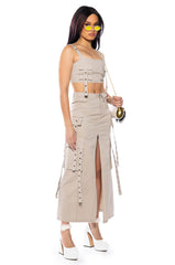 DOWN FOR ANYTHING CARGO MAXI SKIRT