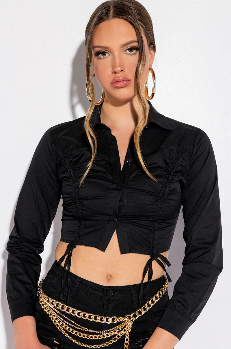 ELENA RUCHED PUFF SLEEVE BLOUSE