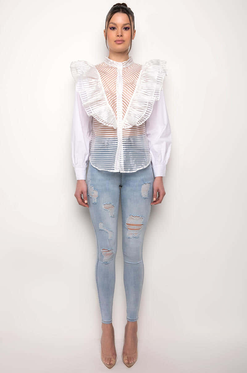FLEX-FIT EXTREME STRETCH HIGH WAISTED DISTRESSED SKINNY JEANS