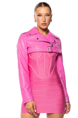 HALF MY HEART ULTRA CROPPED MOTO JACKET
