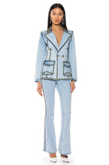 HERE TO STAND OUT EMBELLISHED DENIM BLAZER