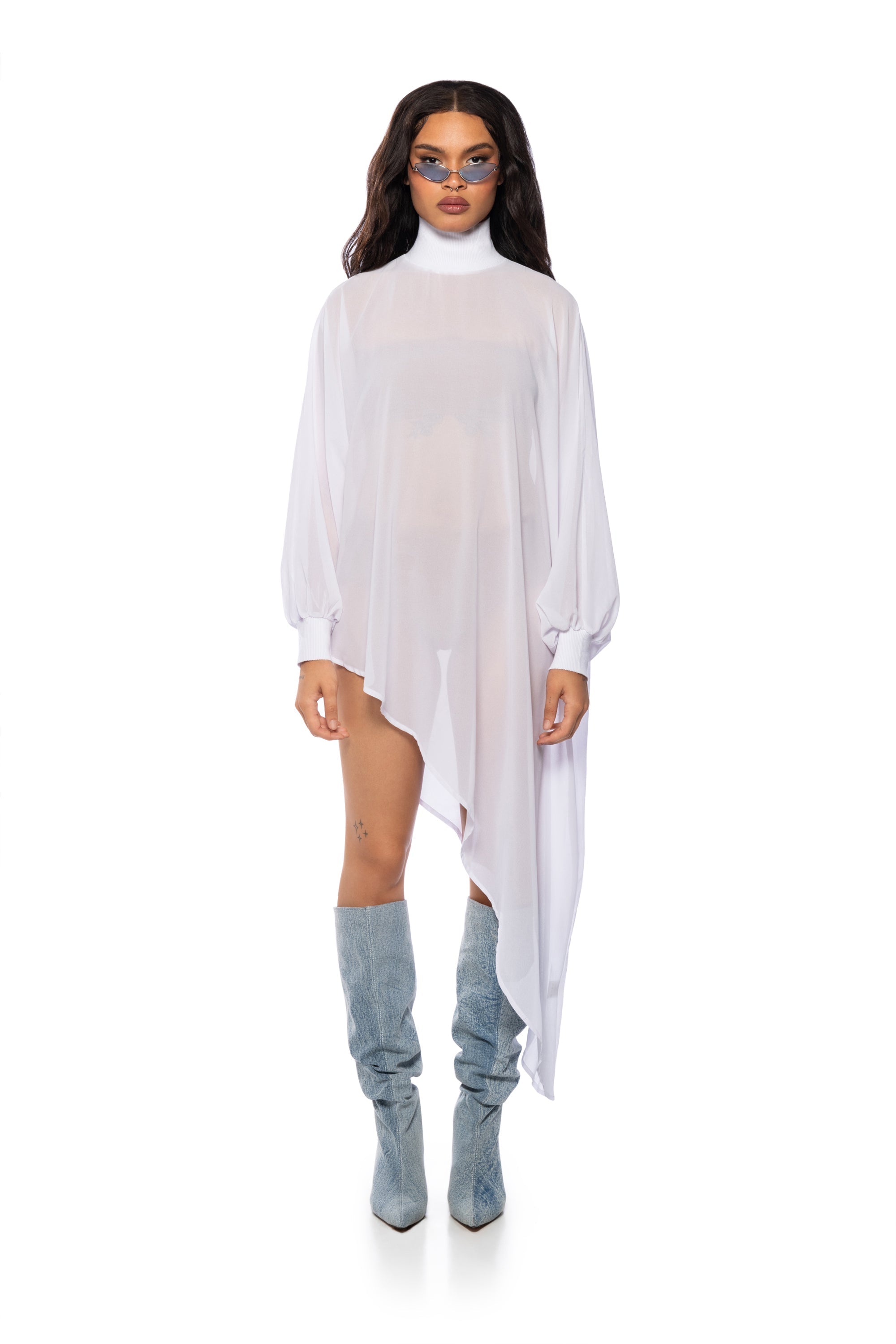 JUNE ASYMMETRICAL MIDI DRESS IN WHITE