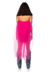 KADEN STRAPLESS HIGH LOW TULLE TOP IN PINK