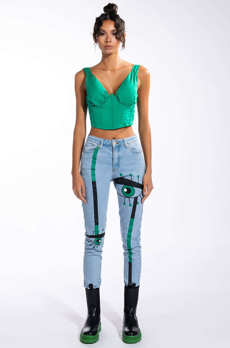 KEEP AN EYE ON ME PAINTED HIGH WAISTED SKINNY JEAN