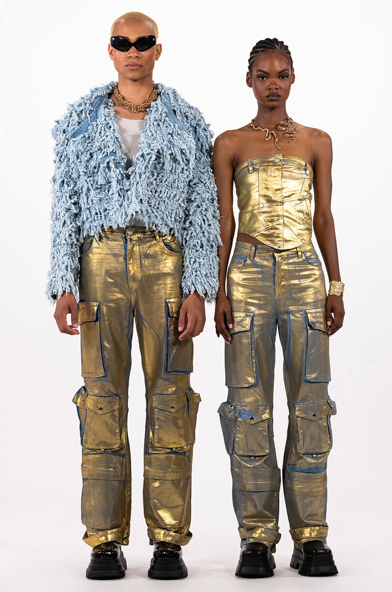LA ISLA METALLIC CARGO JEANS