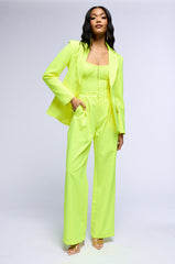 LOOKING SHARP FITTED CORSET TOP IN NEON YELLOW