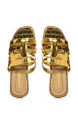 MILLI BASIC BRAID DESIGN FLAT SANDAL IN GOLD