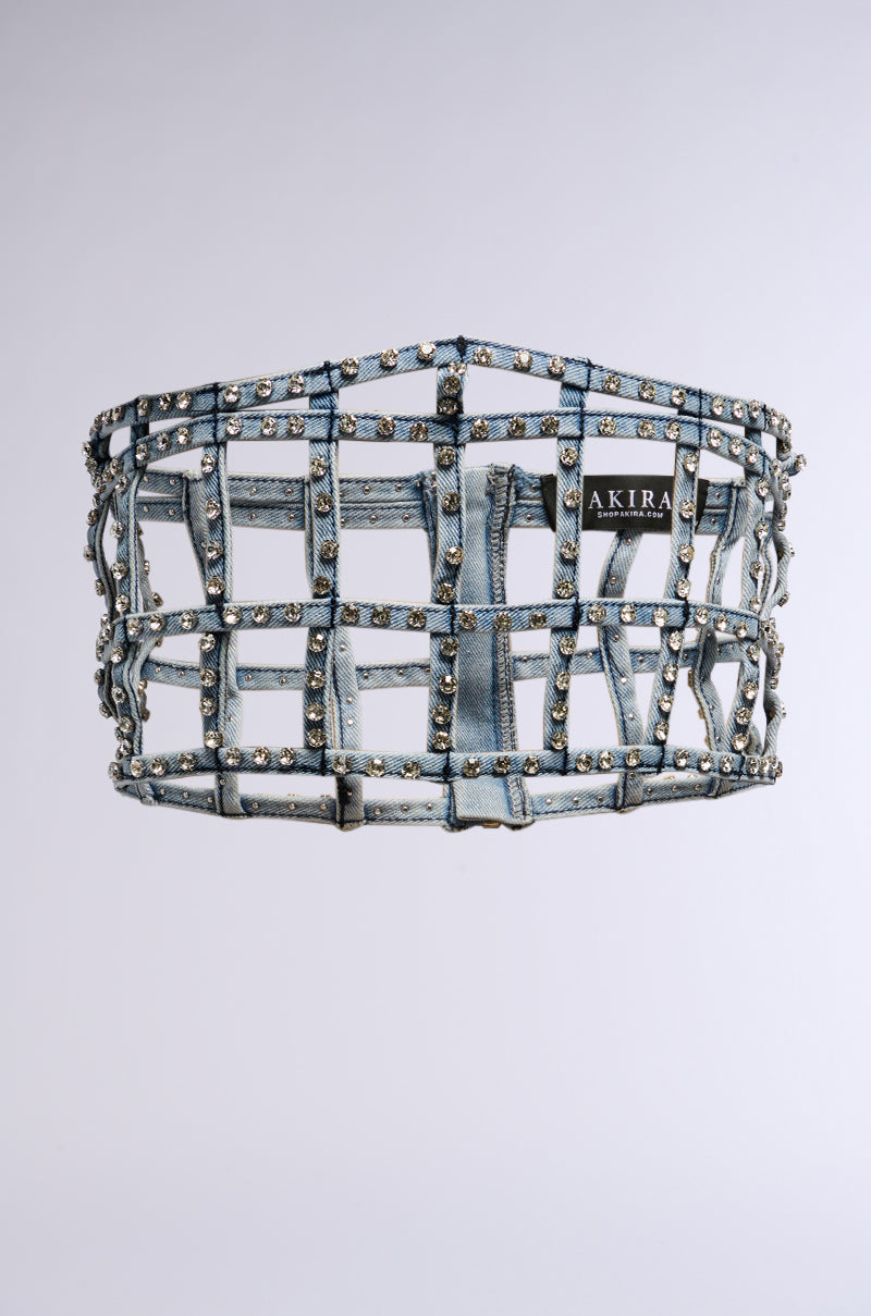 NEVER CAGED DENIM CORSET BELT